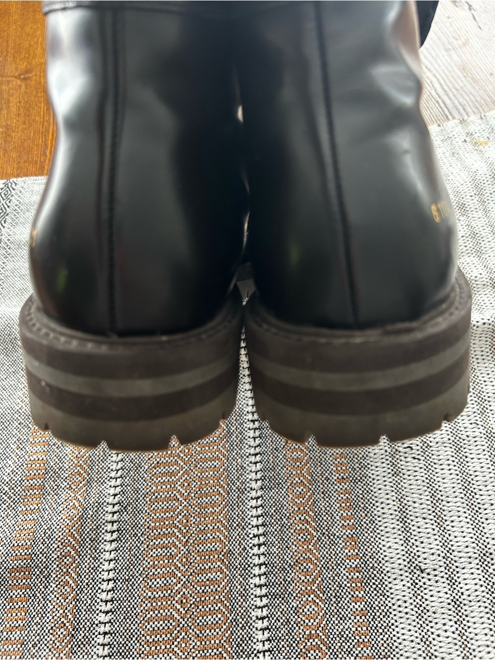 Woman by Common Projects brown Leather Lug-Sole Hiking Boot with Gold Foil Numbe - Picture 4 of 5